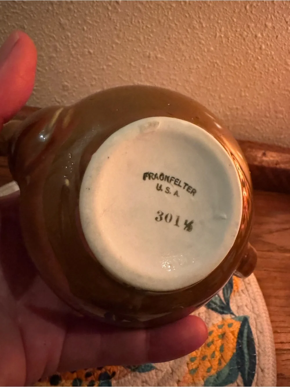 Vtg Fraunfelter USA Ceramic Teapot with Lid